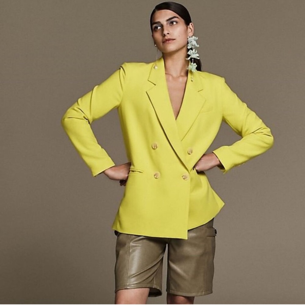 ANTHROPOLOGIE MAEVE NEON YELLOW BLAZER